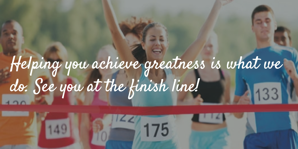 Runners crossing a race finish line